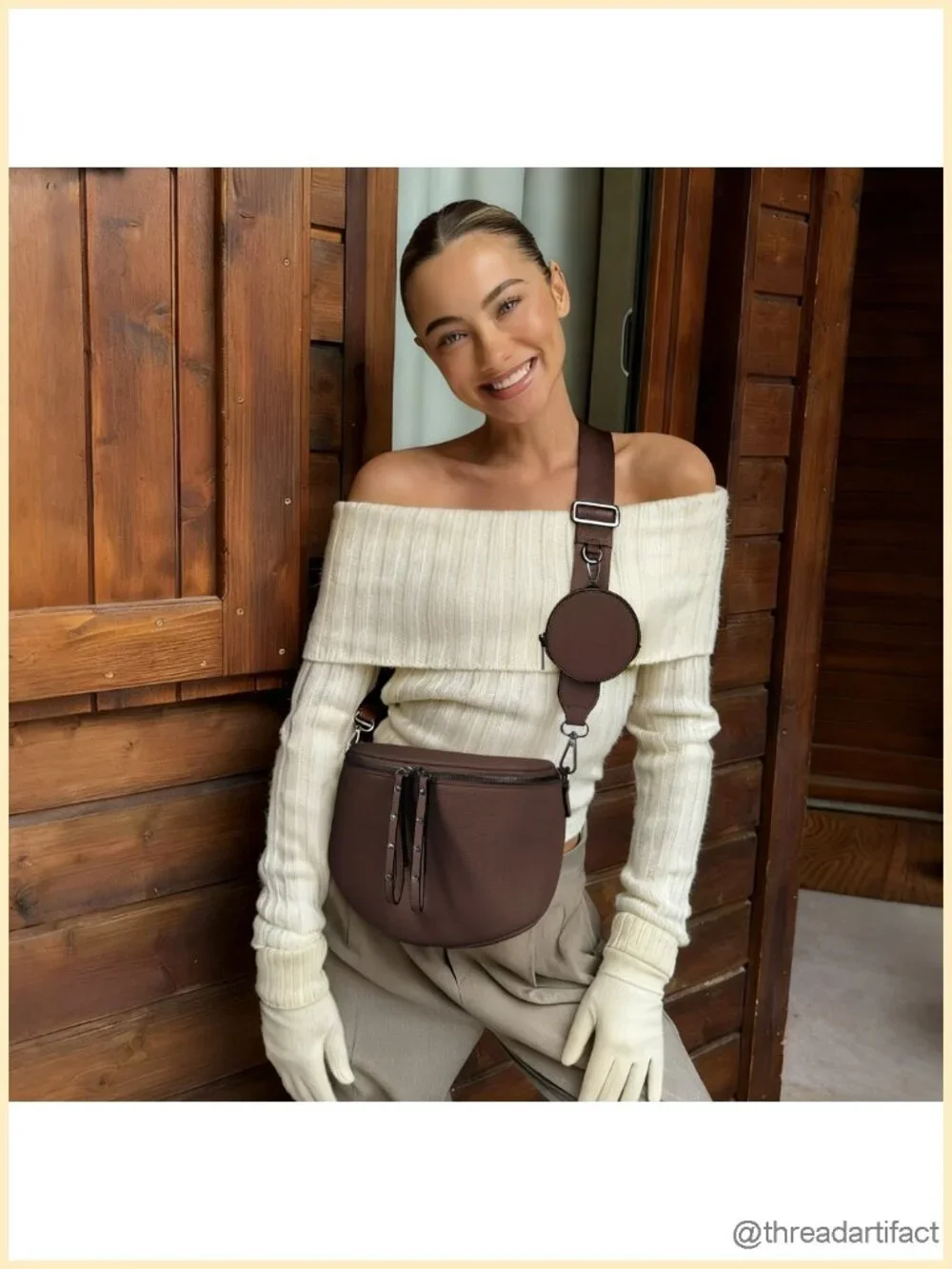 Large Vegan Leather Crossbody Bum Bag with Coin Purse Detachable Strap